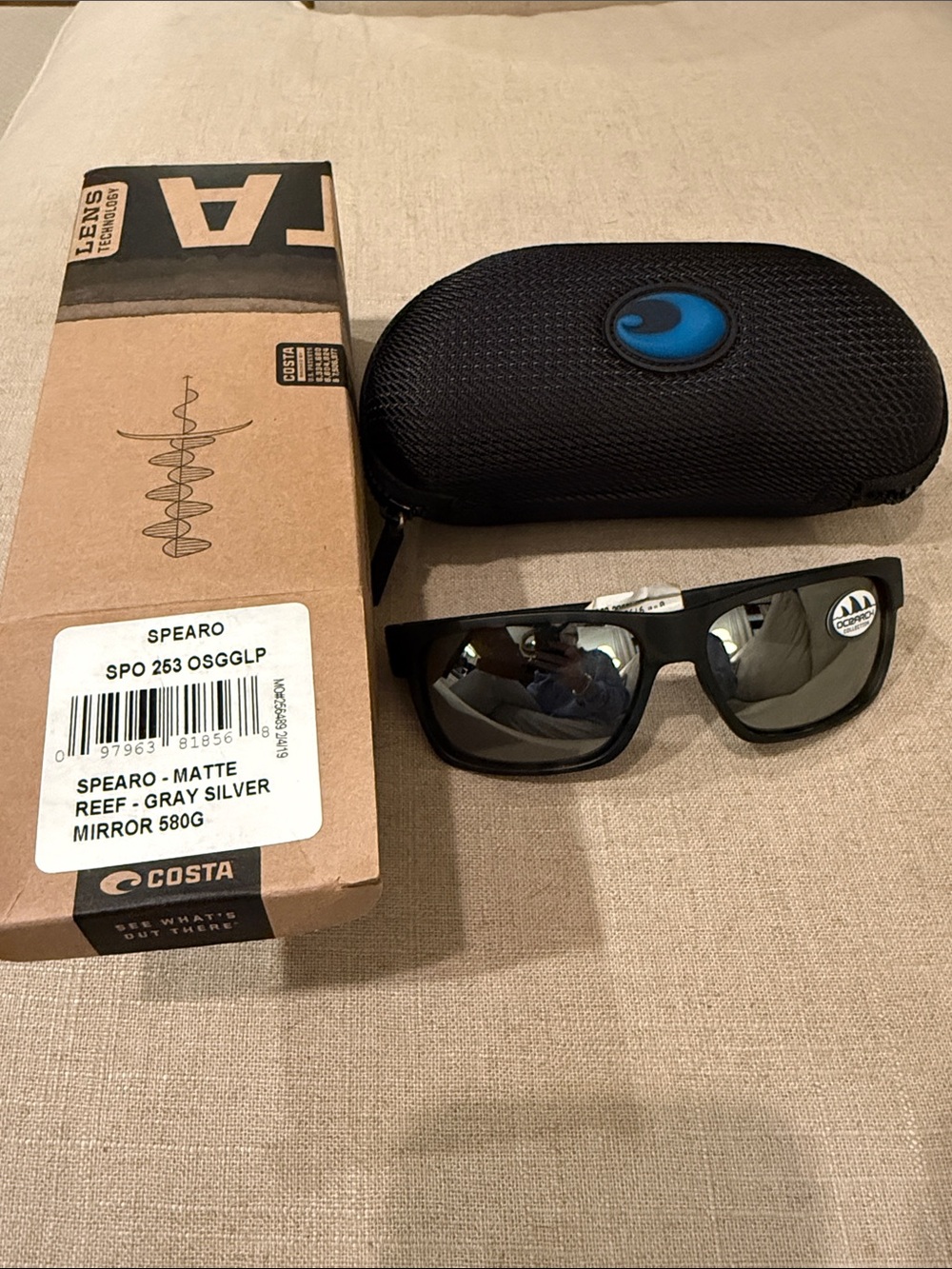 Costa Spearo Sunglasses - Matte Black with Gray Silver Mirrors